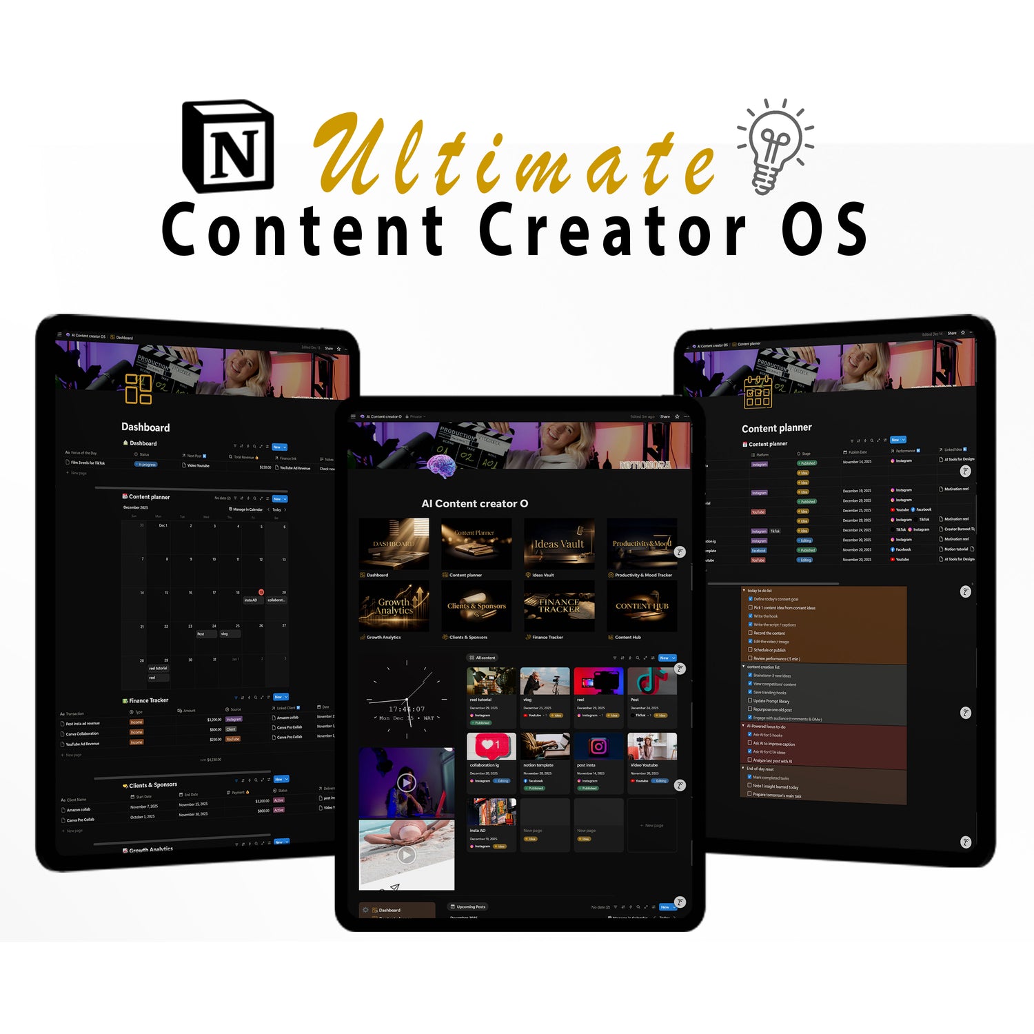 notion content planner template for social media creators