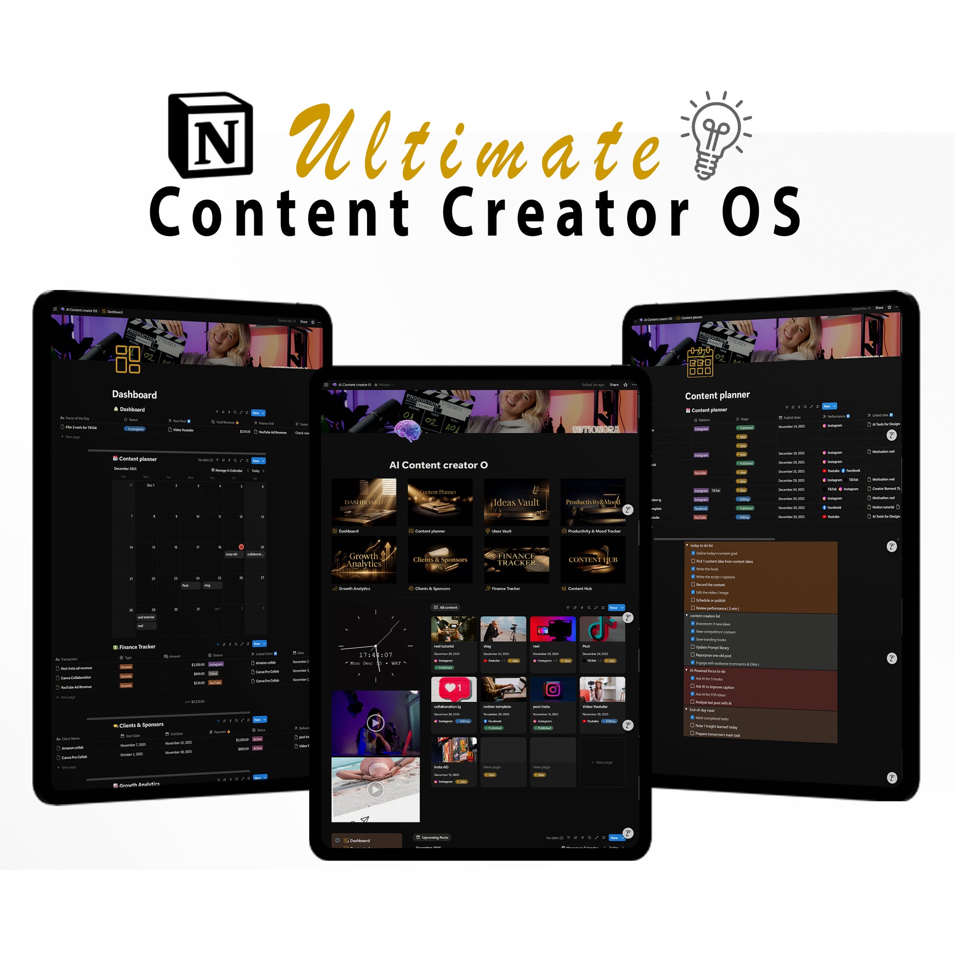 notion content planner template for social media creators